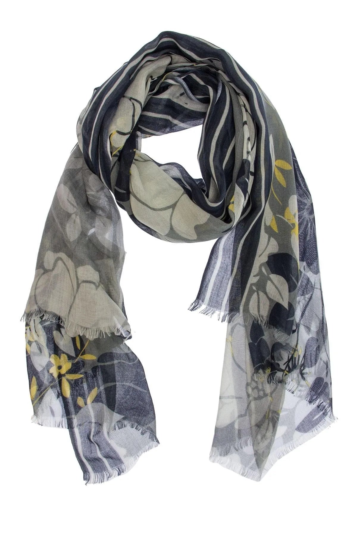 Floral Dark Green Scarf - Soft Lightweight Womens Fashion Accessory for Fall Winter Outfits, Office Wear and Special Occasions
