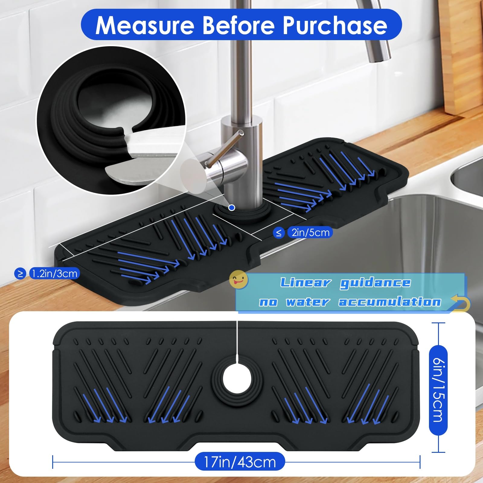 Non-Slip Silicone Sink Splash Guard Mat - 17
