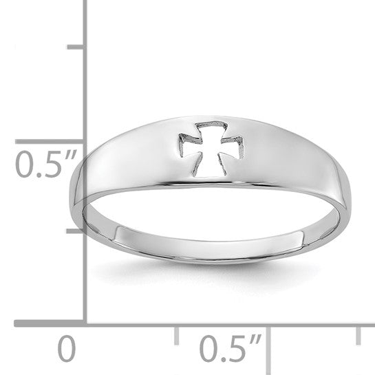 Sterling Silver Polished Cut-Out Cross Ring for Women - Elegant Religious Jewelry Gift for Christmas, Baptism & Church Occasions