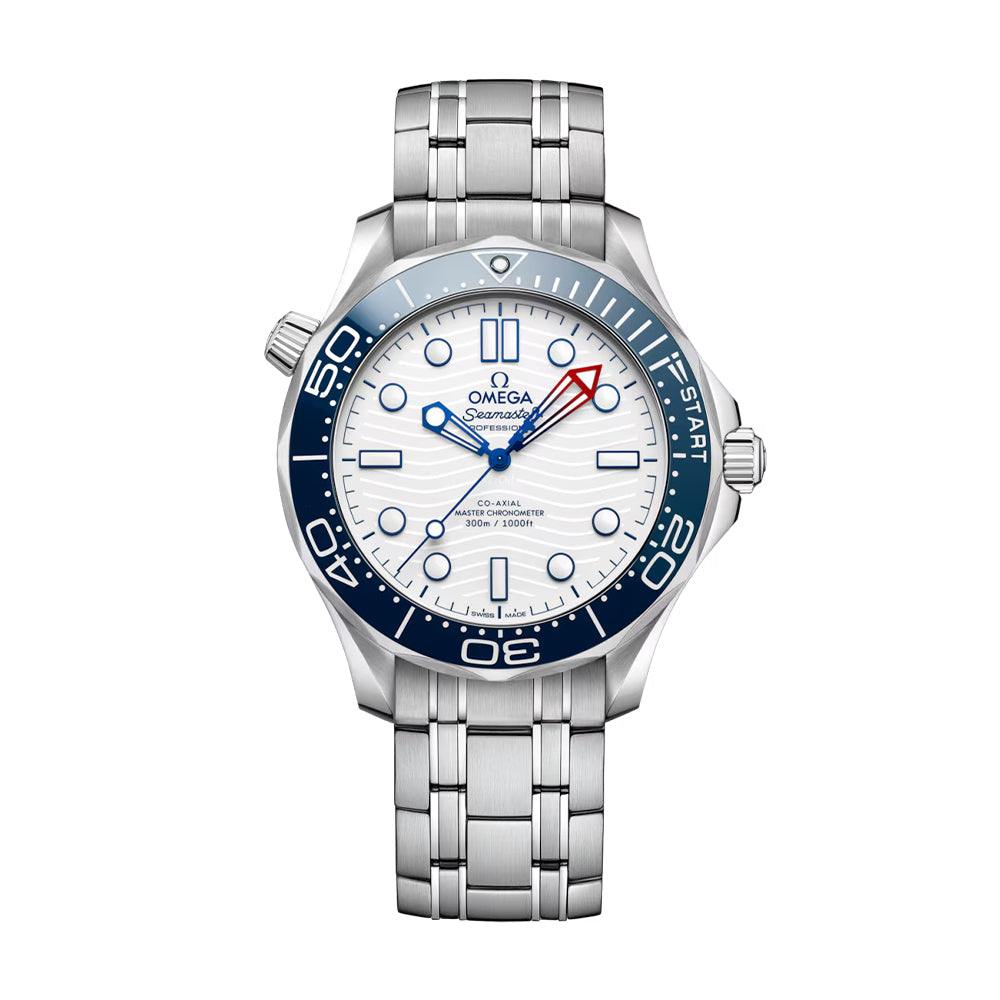 Seamaster Diver 300M Co-Axial Master Chronometer 42mm White Dial Stainless Steel Bracelet - Perfect for Water Sports, Diving & Luxury Watch Collectors