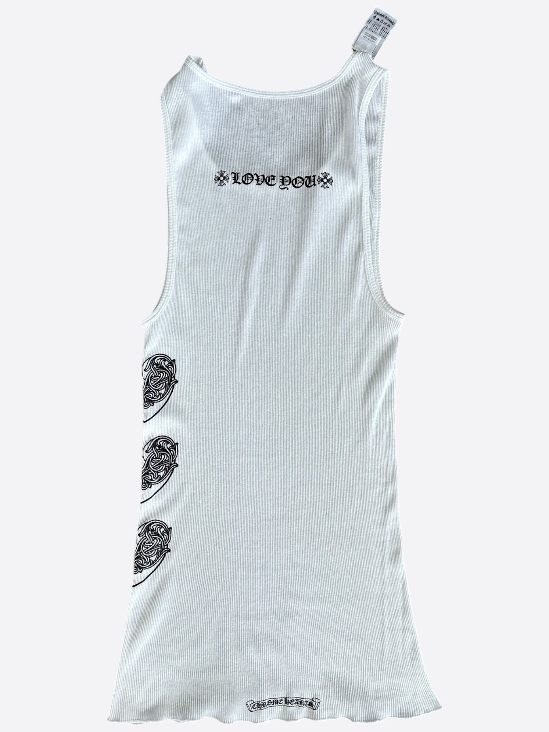 Chrome Hearts Love You Tank Top - White & Black Graphic Tee for Women | Trendy Streetwear & Casual Outfit Essential