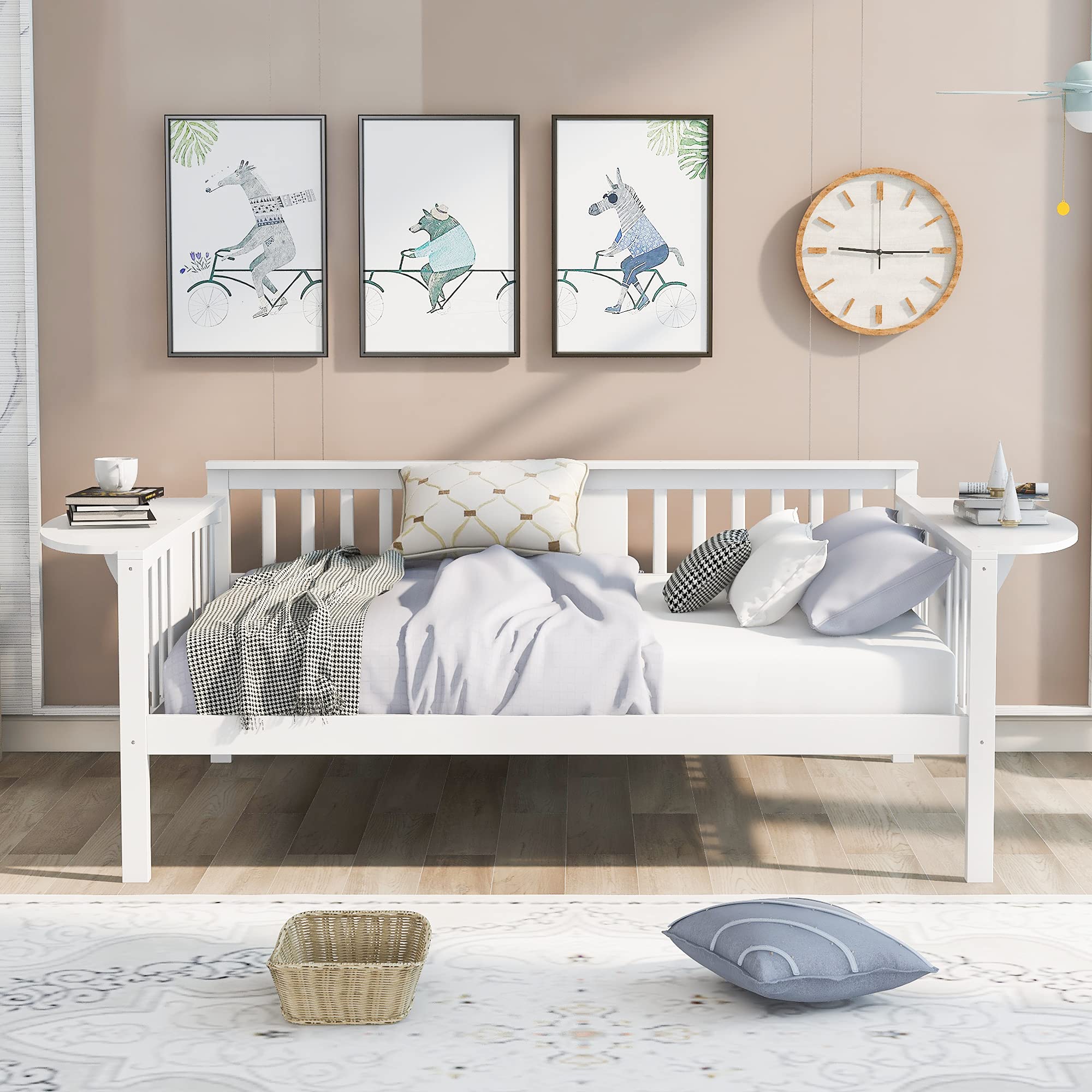Solid Wood Daybed Frame - White Sofa Bed for Bedroom & Living Room - No Box Spring Needed - Perfect for Small Spaces & Guest Rooms
