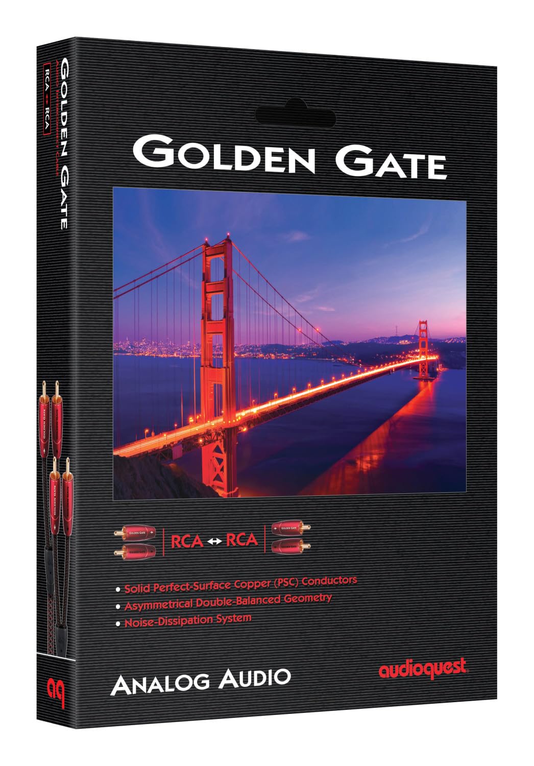 AudioQuest Golden GATE 2 RCA to 2 RCA Stereo Audio Cable - High-Quality Interconnect for Home Theater, Turntable & Audio Systems