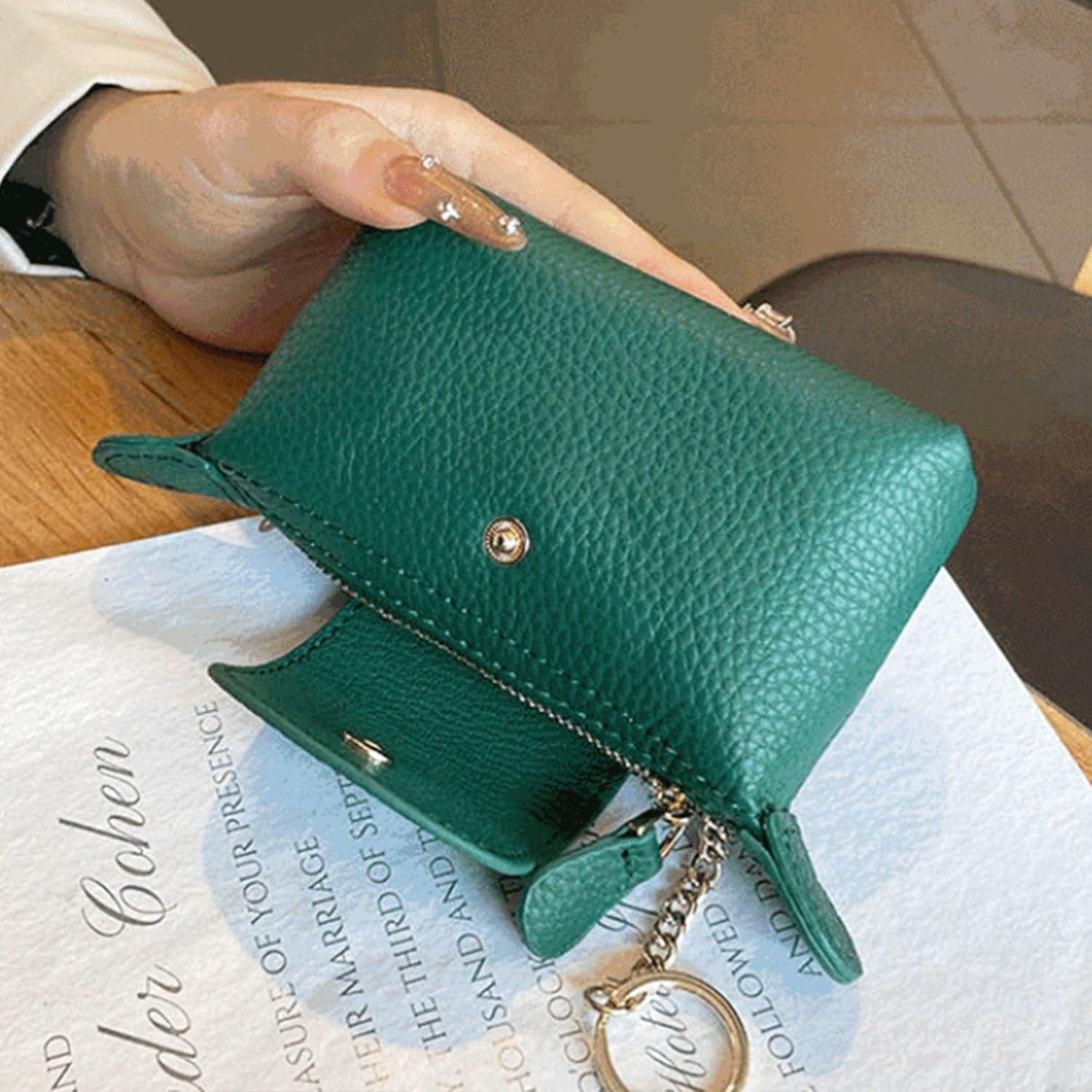 Women's Soft Leather Mini Coin Purse & Keychain Wallet with Zipper - Compact Key Holder Organizer for Cash, Credit Cards, and Coins - Ideal for Everyday Carry, Travel Essentials, and Gift Giving - Perfect for Handbags, Key Rings, and On-the-Go Convenience