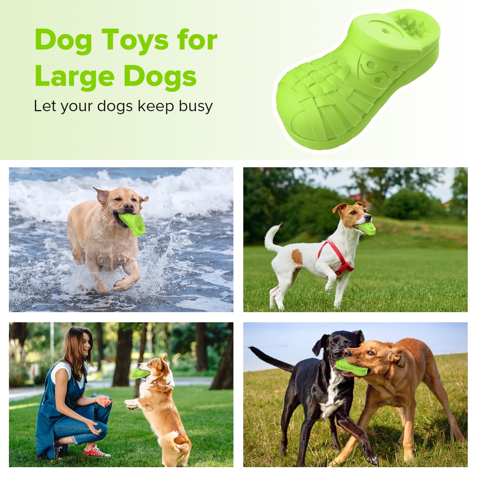 Indestructible Dog Chew Toys for Aggressive Chewers - Natural Rubber Durable Chew Toy with Beef Flavor for Large Dogs - Interactive Pet Toys to Keep Dogs Busy & Entertained - Perfect for Playtime, Training, and Anxiety Relief