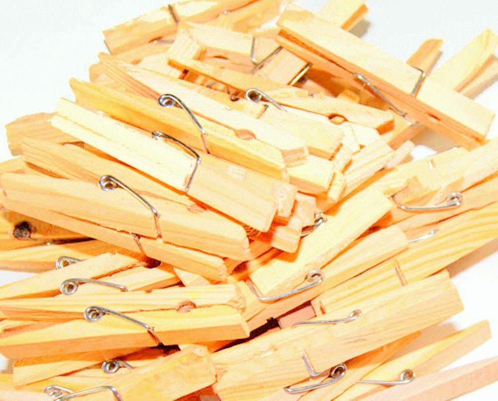 50-Pack Traditional Wooden Clothespins with Spring - Durable Mainline Goods Clothes Pins for Laundry, Drying Clothes, Crafting & Home Organization