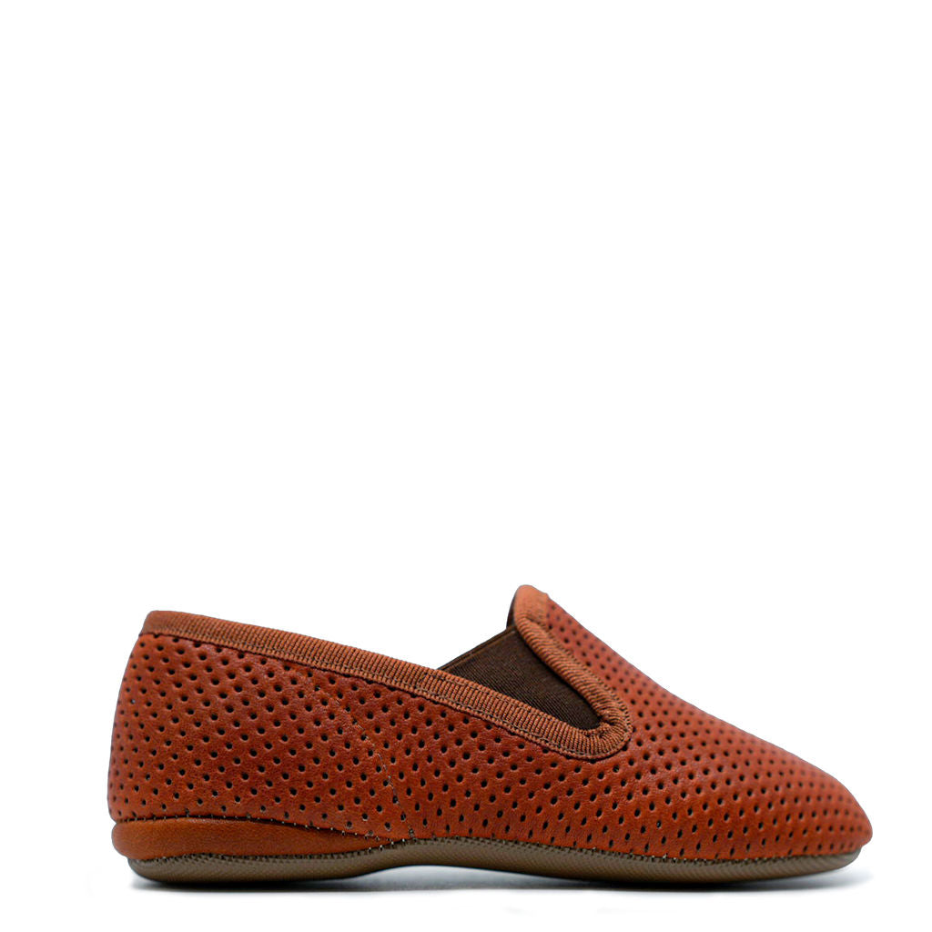 Pepe Chestnut Perforated Slip-On Shoes for Men - Breathable Casual Loafers | Perfect for Summer, Office & Travel