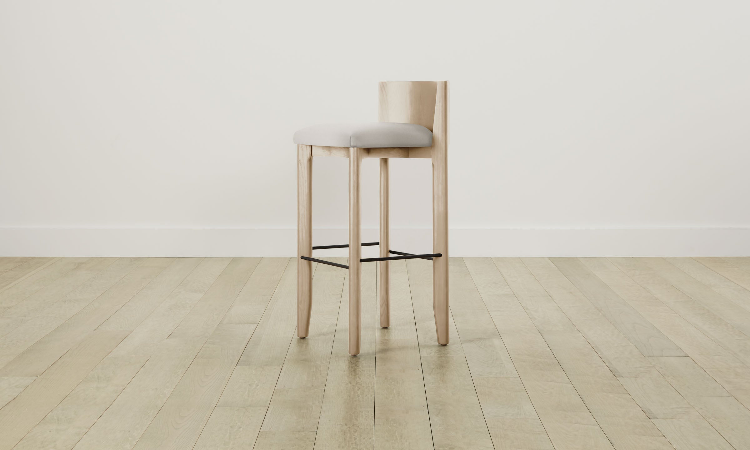 The Delancey Bar & Counter Stool - Italian Brushed Wool Vanilla Upholstered Stool for Kitchen Island, Breakfast Bar & Home Decor