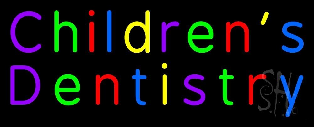 13x32 Inches Children's Dentistry LED Neon Sign - Black Square Cut Acrylic Backing with Dimmer - Bright Premium Indoor LED Neon Light for Dental Office Decor - Perfect for Kids Dental Clinics, Pediatric Waiting Rooms & Dental Practice Branding