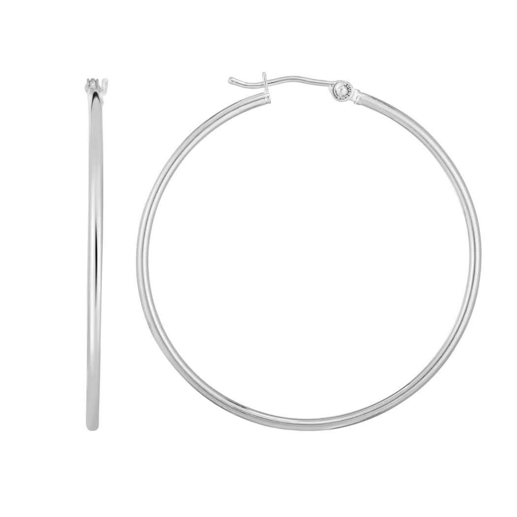 14K Gold Shiny Round Tube Hoop Earrings with Hinged Clasp - Elegant Women's Hoop Earrings for Everyday Wear, Parties & Special Occasions