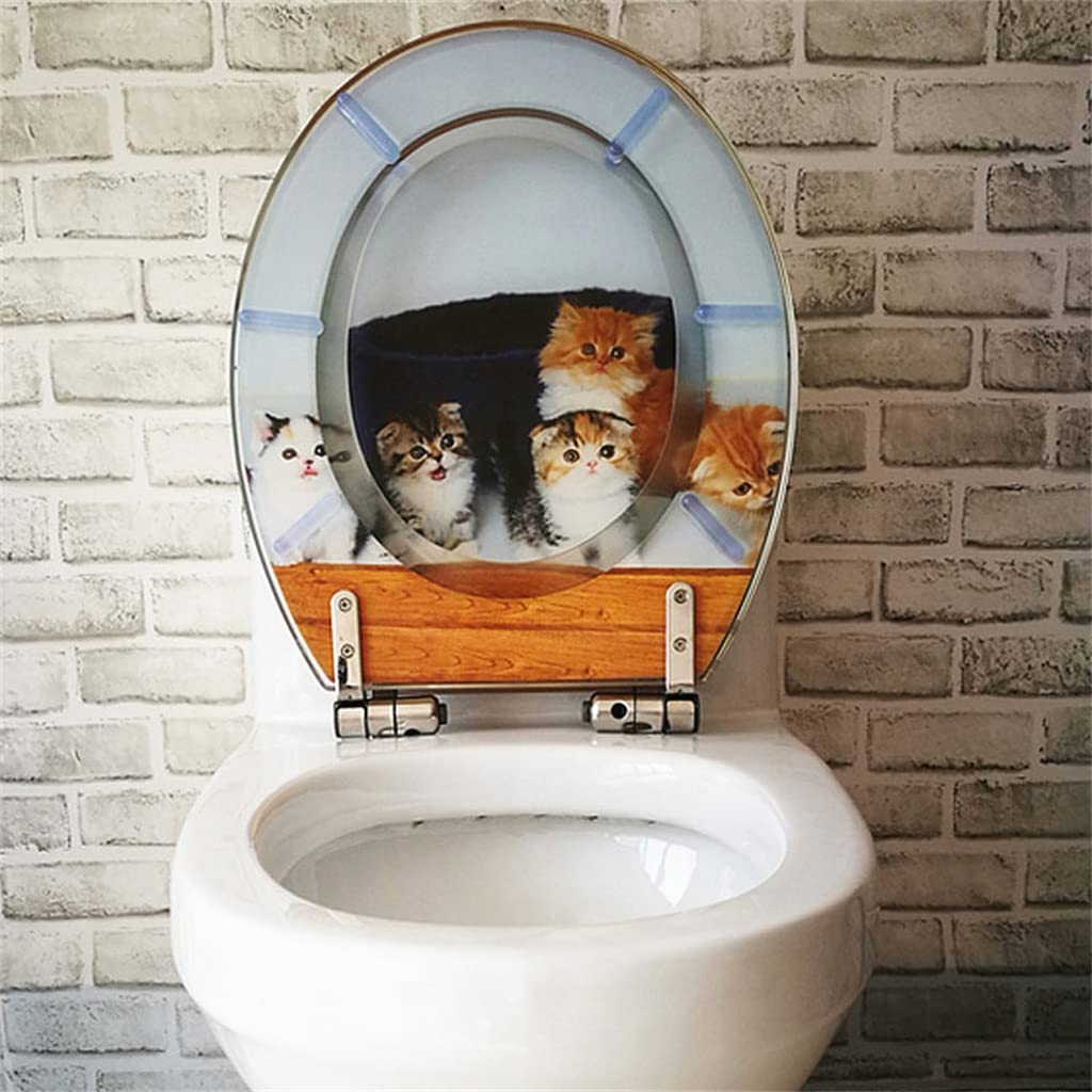 Soft Resin Cat Design Padded Toilet Seat - Slow Close Urea-Formaldehyde Thickened Toilet Seat Cover - Perfect Small Gift for Bathroom, Home Decor & Pet Lovers