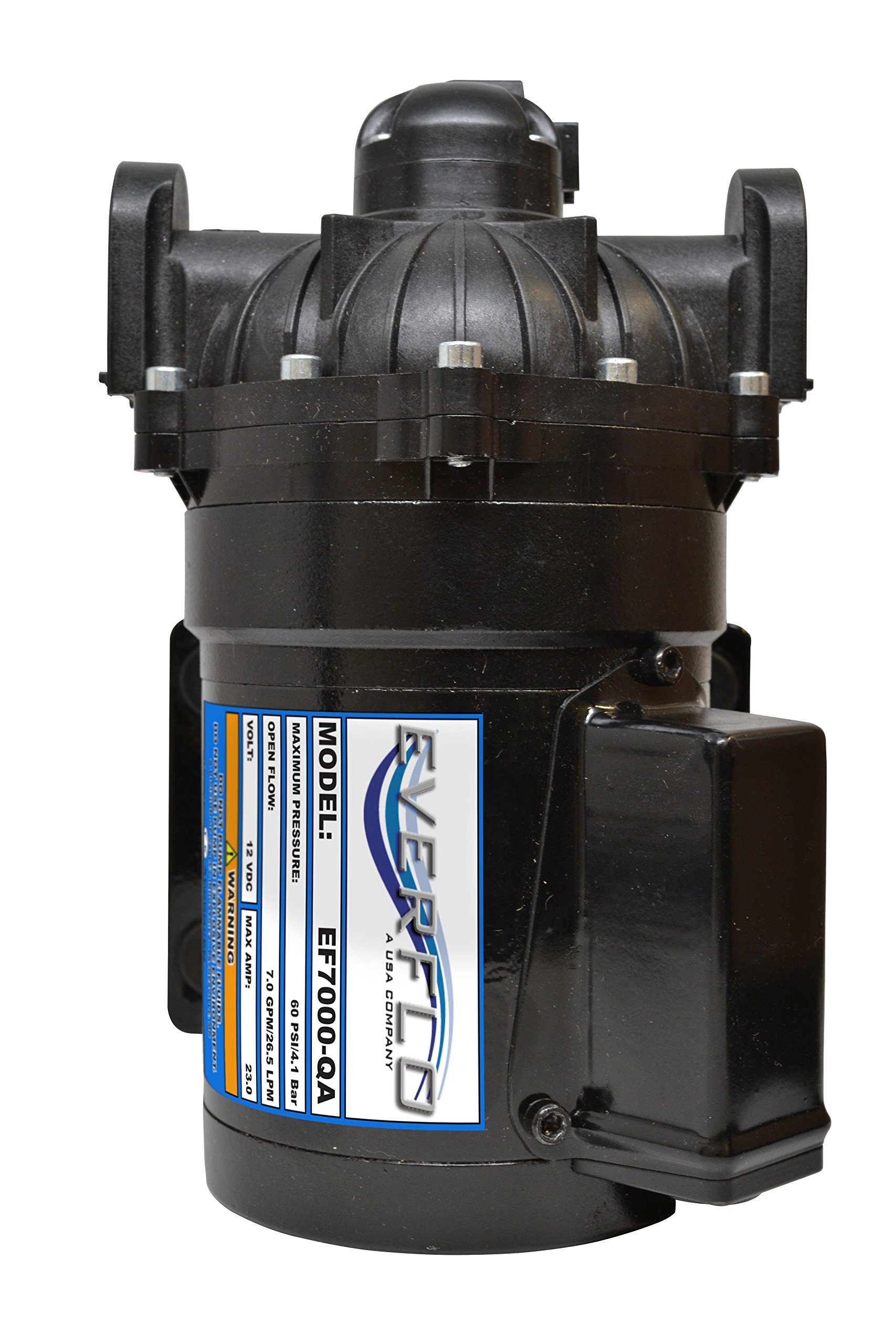 Everflo EF7000-BOX 12V 7.0 GPM High Flow Diaphragm Water Pump Kit with Tubing & Accessories - Perfect for RV, Marine, Off-Grid Water Systems & Agricultural Applications