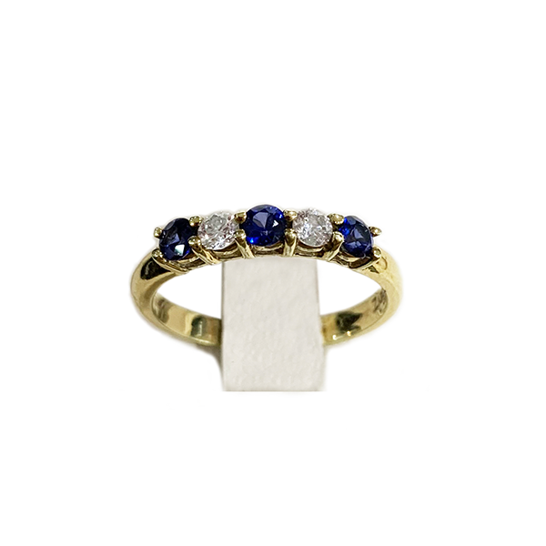 14K Yellow Gold Sapphire Band Ring for Women - Elegant Stackable Wedding, Engagement, or Anniversary Jewelry Gift for Her