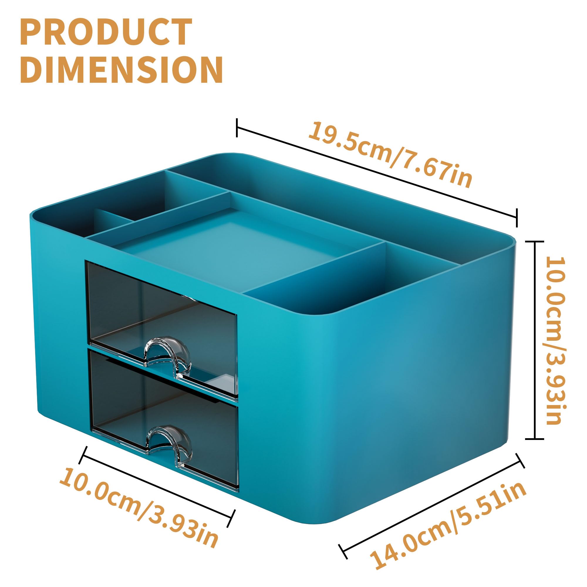 Premium Marbrasse Pen Organizer with 2 Drawers - Multi-Functional Desk Pencil Holder with 5 Compartments for Office & Art Supplies (Dark Green) - Perfect for Home Office, School & Craft Room Organization