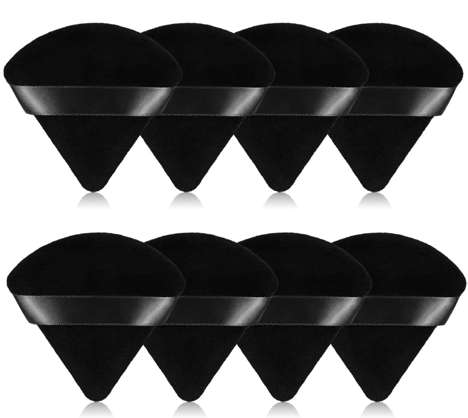 Premium Velour Powder Puff - Soft Triangle Makeup Sponge for Setting Powder, Contouring Under Eyes & Face (Black) | Perfect for Professional Makeup & Travel Touch-Ups