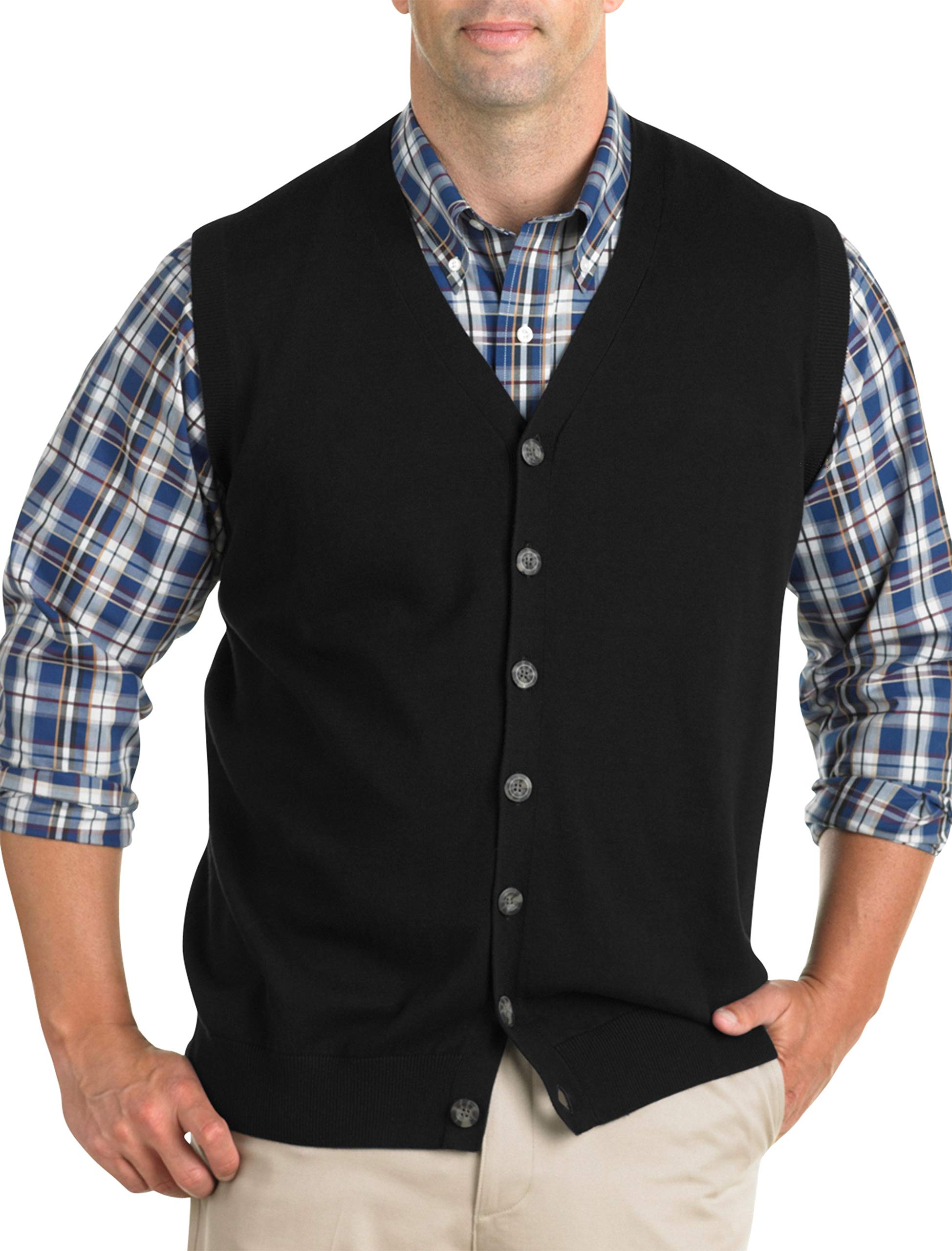 DXL Big and Tall Oak Hill Button-Front Sweater Vest for Men - Warm Layering Piece for Office, Casual Outfits & Fall Fashion