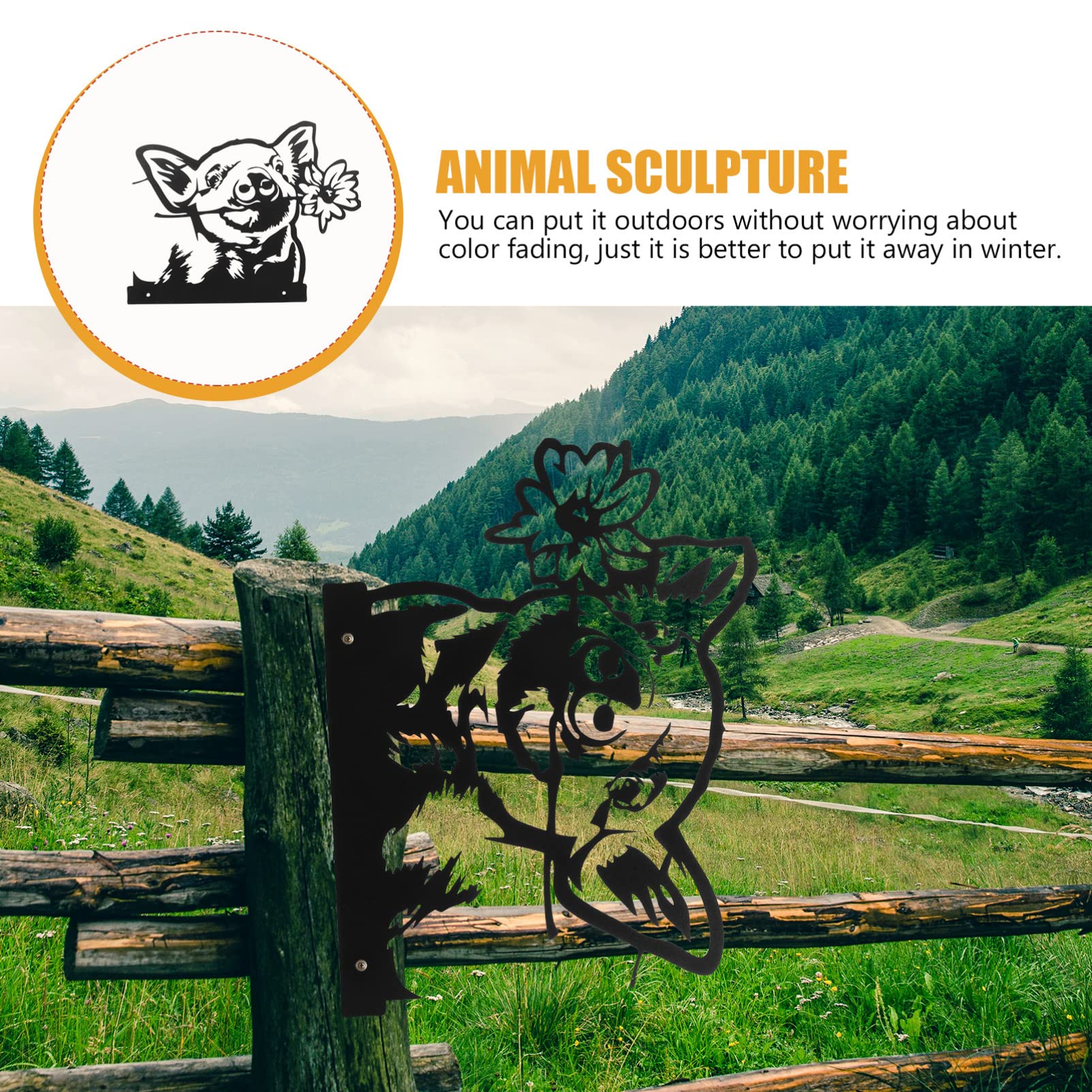Yardwe Iron Animal Sculpture Statue - Black Metal Deer Garden Decor for Outdoor Farm & Forest Wall Art | Perfect for Patio, Lawn, and Backyard Decoration