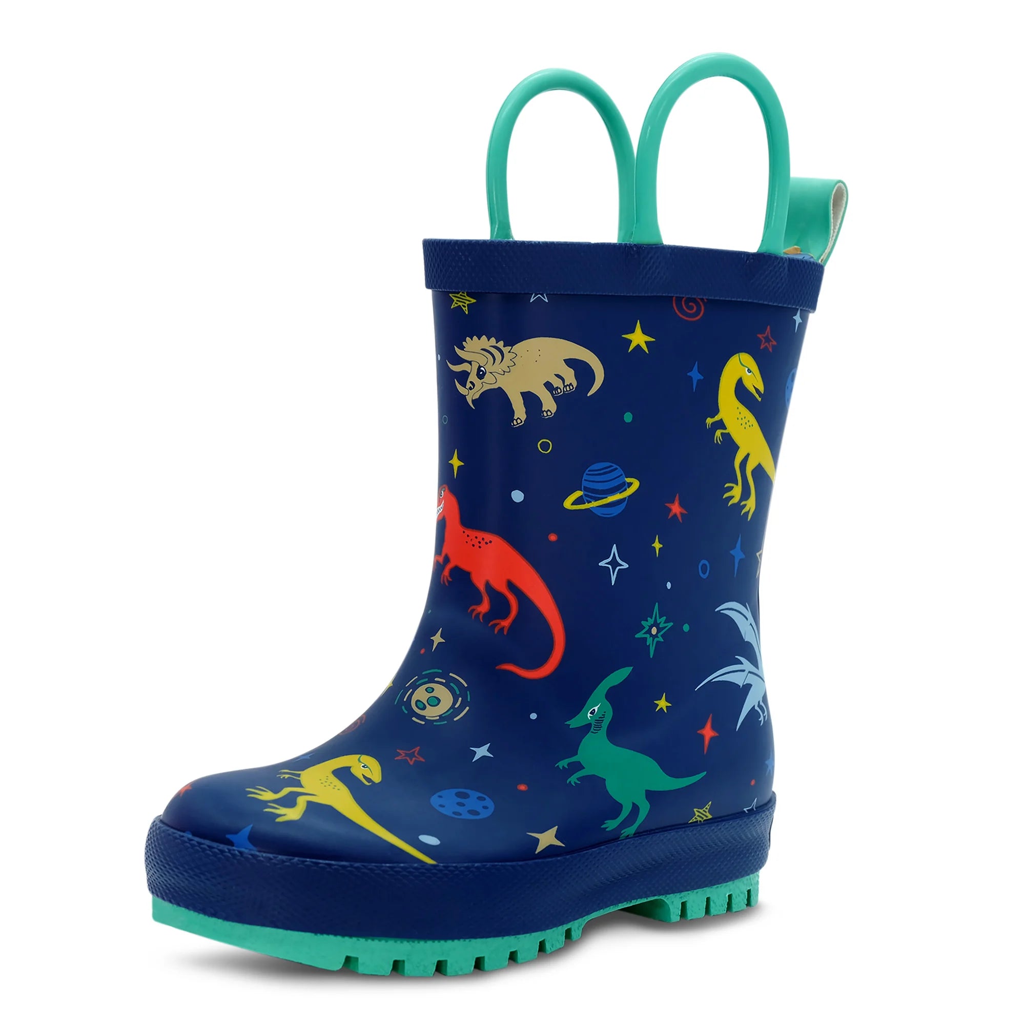 Jan & Jul Space Dino Kids Rain Boots - Waterproof Rubber Rain Shoes for Toddlers & Children - Perfect for Puddle Jumping, Outdoor Play & Rainy Day Adventures