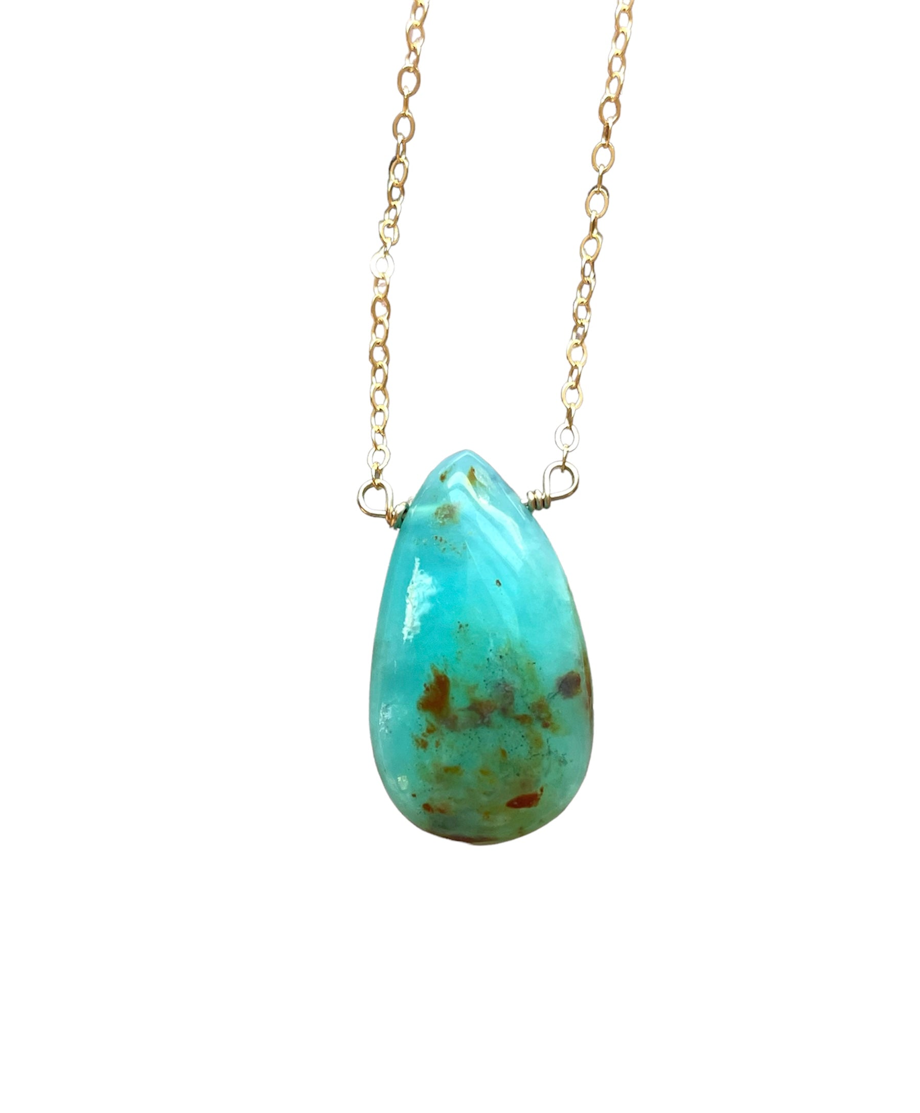 Natural Peruvian Opal Gemstone Gold Filled Pendant Necklace - Perfect for Boho Jewelry & Spiritual Healing Gifts