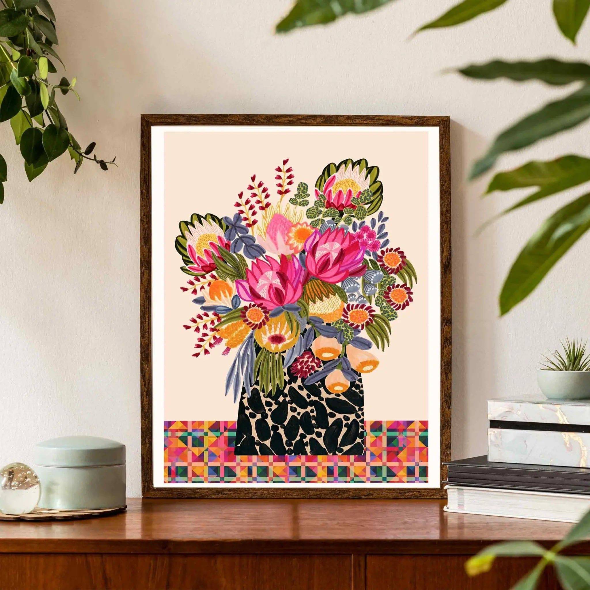 Birthday Bouquet Wall Art Print - Floral Home Decor for Birthday Party, Nursery & Living Room Wall Decoration