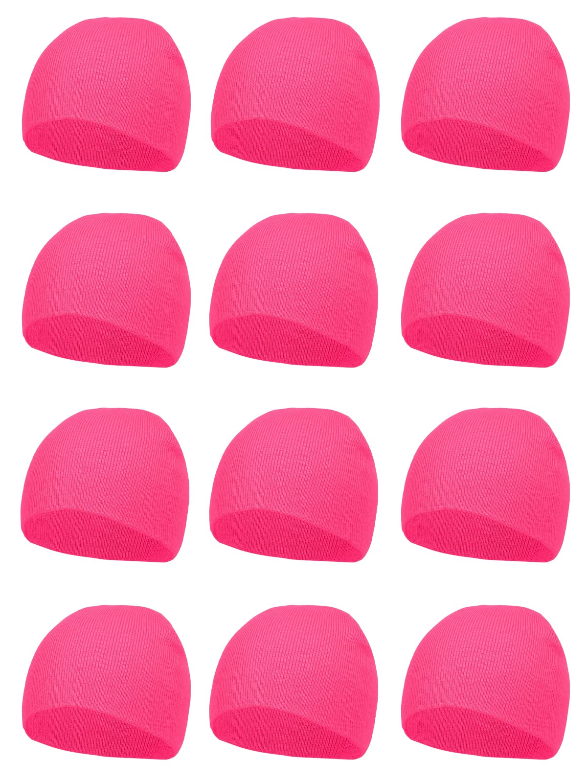 12 Pack TOP HEADWEAR Short Skull Cap Cuffless Beanies for Men & Women - Winter Warm Stretchy Beanie Hats for Outdoor Sports, Running, Hiking, and Daily Wear