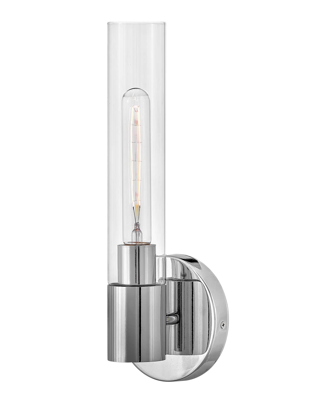 Lark Shea 85400CM Single Bathroom Vanity Light - Cylindrical Clear Glass Wall Sconce, Up or Down Mount - Chrome Finish for Bathroom, Powder Room, or Dressing Area Lighting
