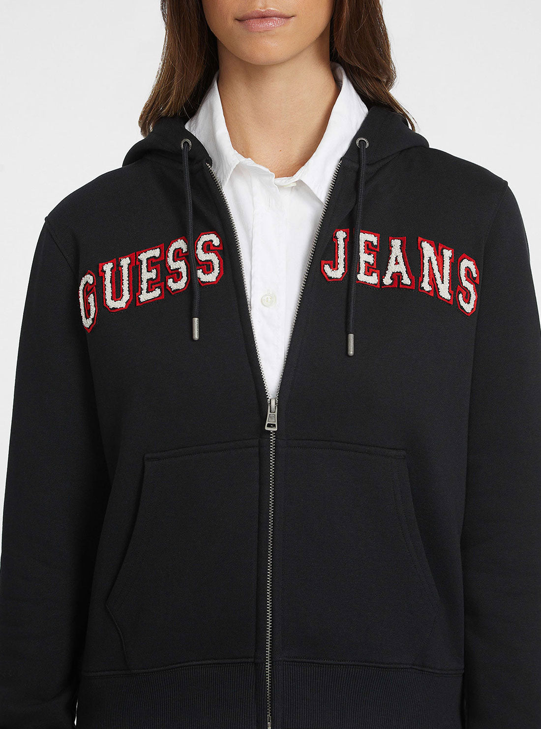 Guess Black Zip-Up Hoodie Jacket for Men & Women | Stylish Casual Outerwear for Everyday Wear & Street Fashion
