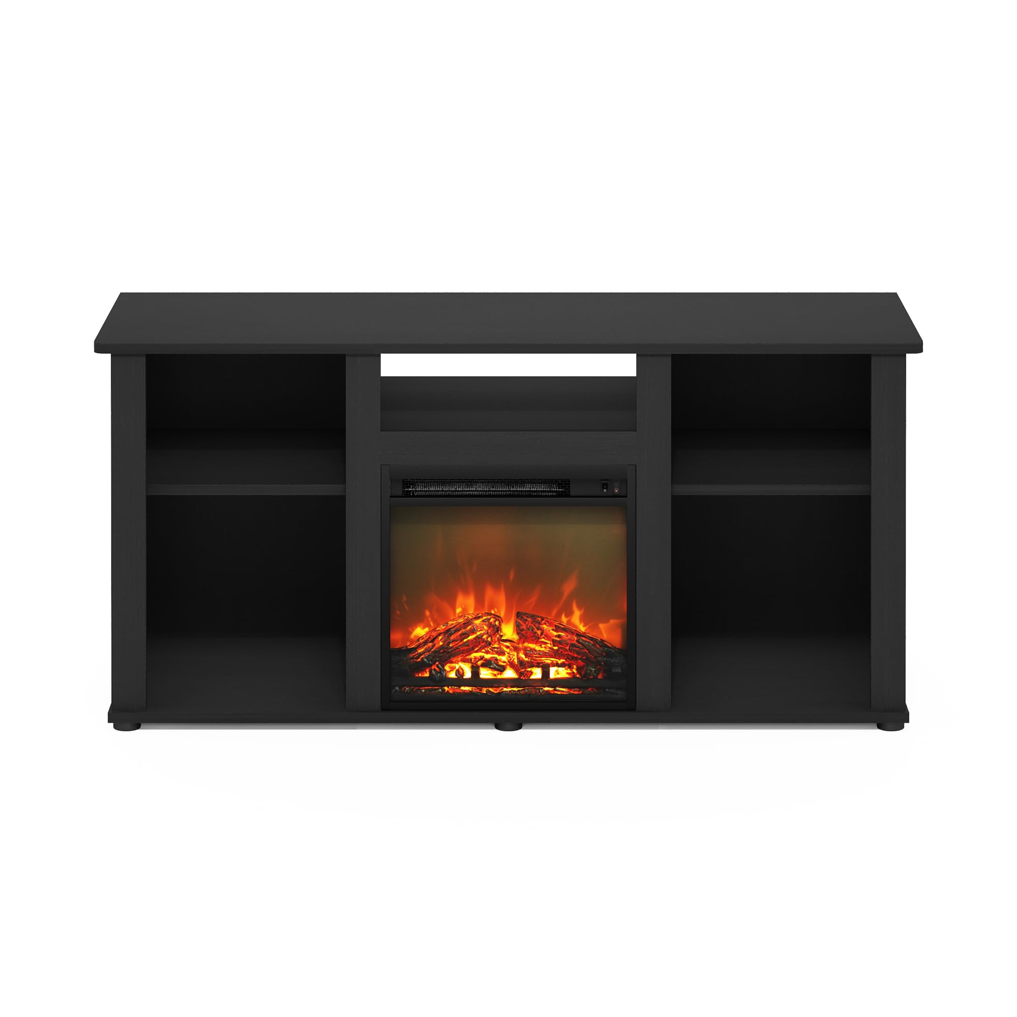 Furinno Jensen 55 Inch Fireplace TV Stand with Open Storage - Modern Entertainment Center for Living Room, Bedroom & Home Theater