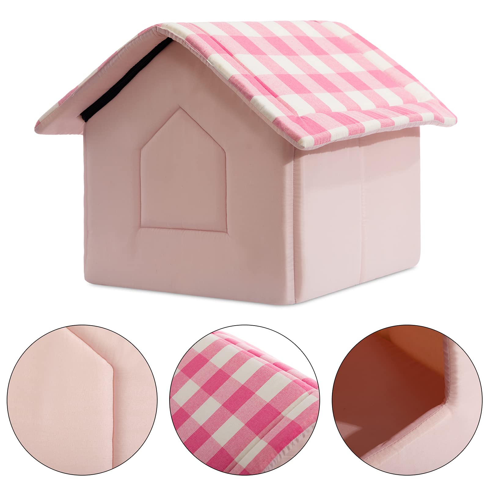 Hollypet Cozy Pet Bed - Warm Cave Nest Sleeping Bed for Cats & Small Dogs - Soft Pink Puppy House - Perfect for Indoor Comfort & Winter Warmth