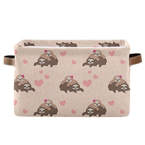 Rectangular Storage Bin with Handles - Cute Sloth Design Toy & Laundry Basket for Kids Room, Pet Supplies & Closet Organization | Perfect for Nursery, Playroom & Bedroom Storage