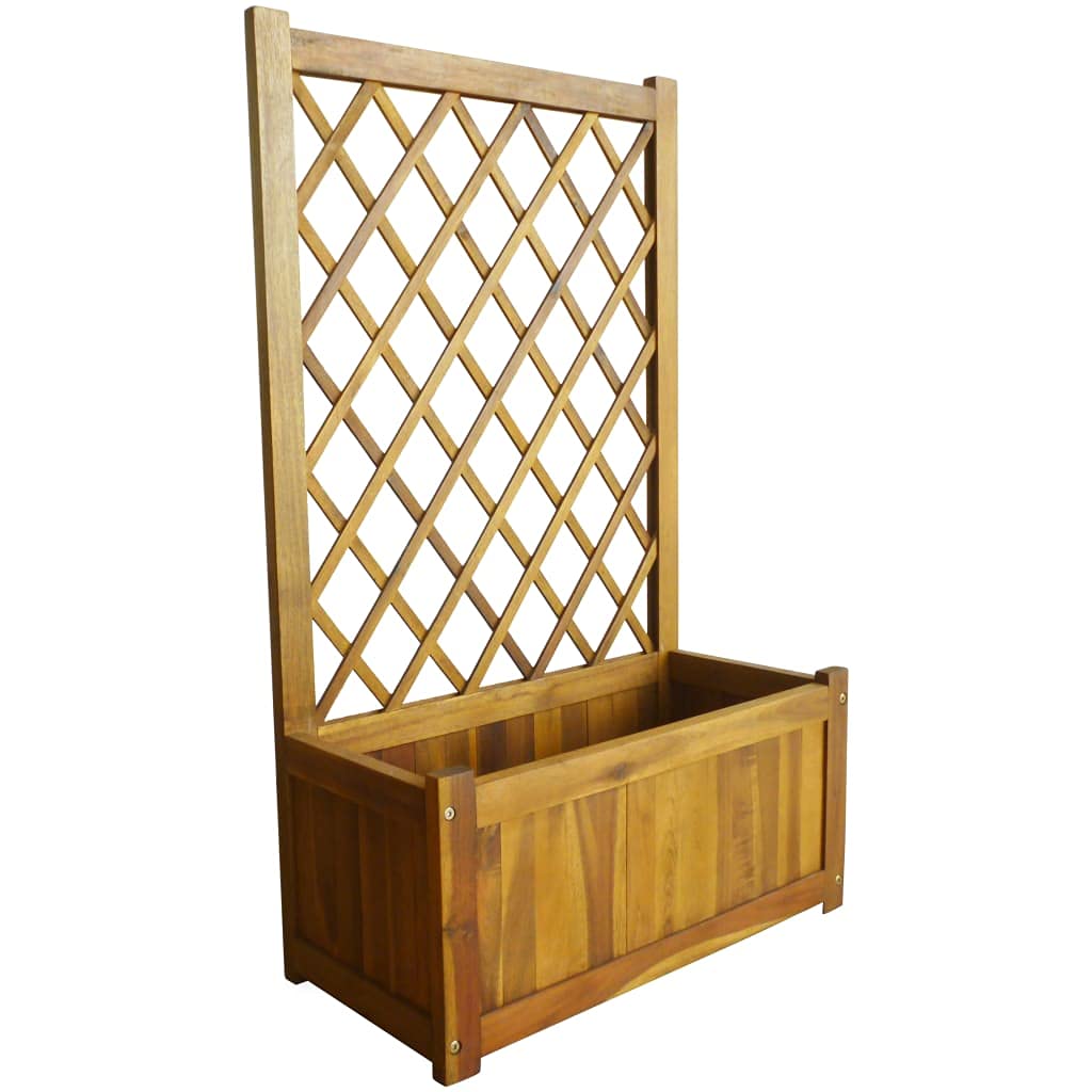 Premium Acacia Wood Raised Garden Bed Kit with Trellis - Elevated Outdoor Planter Box for Vegetables, Herbs & Flowers - Perfect for Patio, Backyard & Urban Gardening