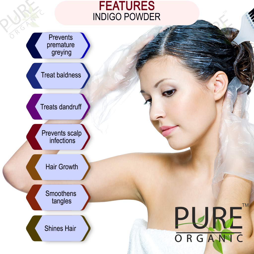 SKYMORN Pure Organic Natural Indigo Powder (Indigofera Tinctoria) - 300g Black Hair Dye & Conditioner for Natural Hair Coloring - Perfect for DIY Henna & Herbal Hair Treatments at Home