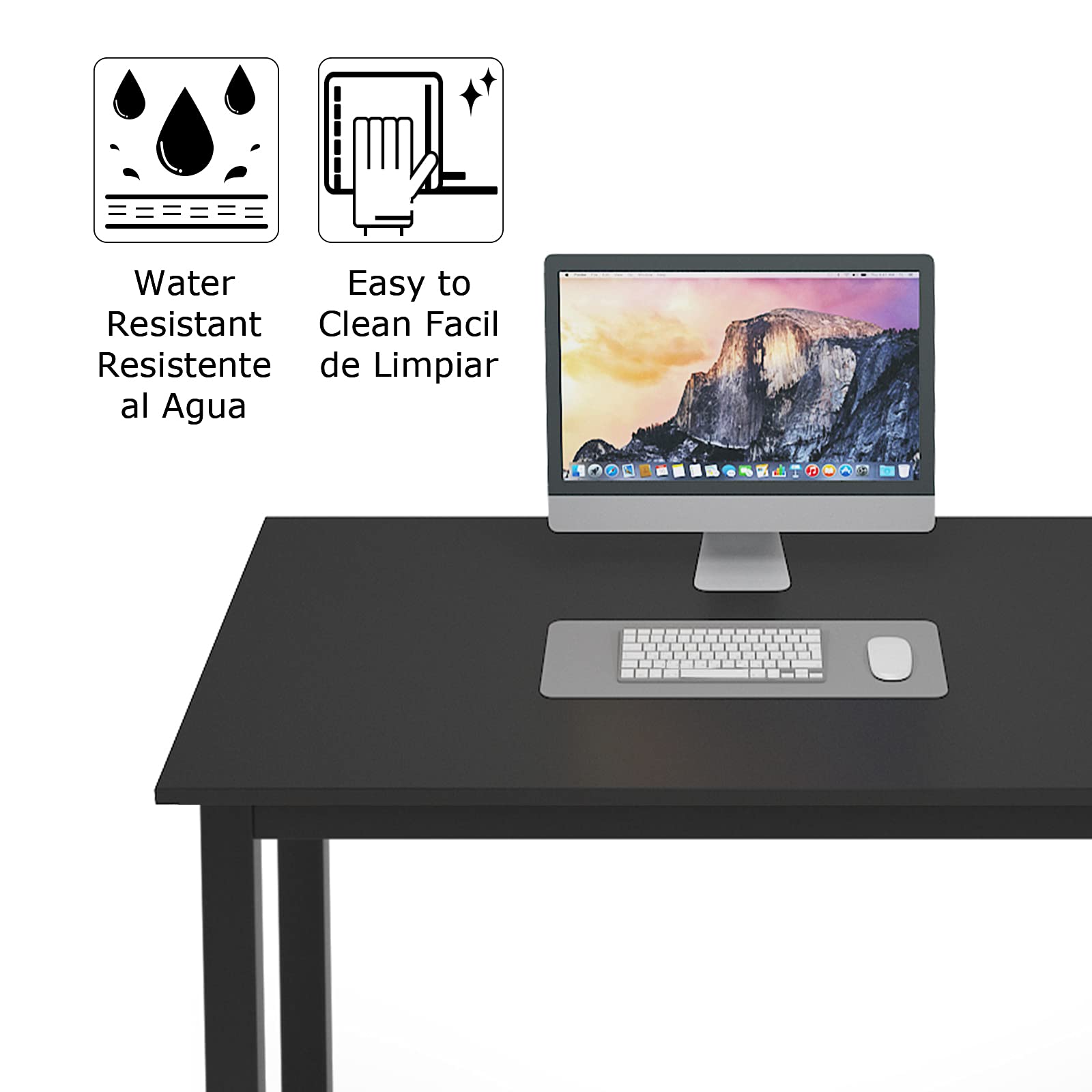 DLandHome 63 Inch Black Computer Desk - Home Office Desk, Writing Desk, Study Table, Gaming Desk Workstation for Small Spaces & Modern Workspaces
