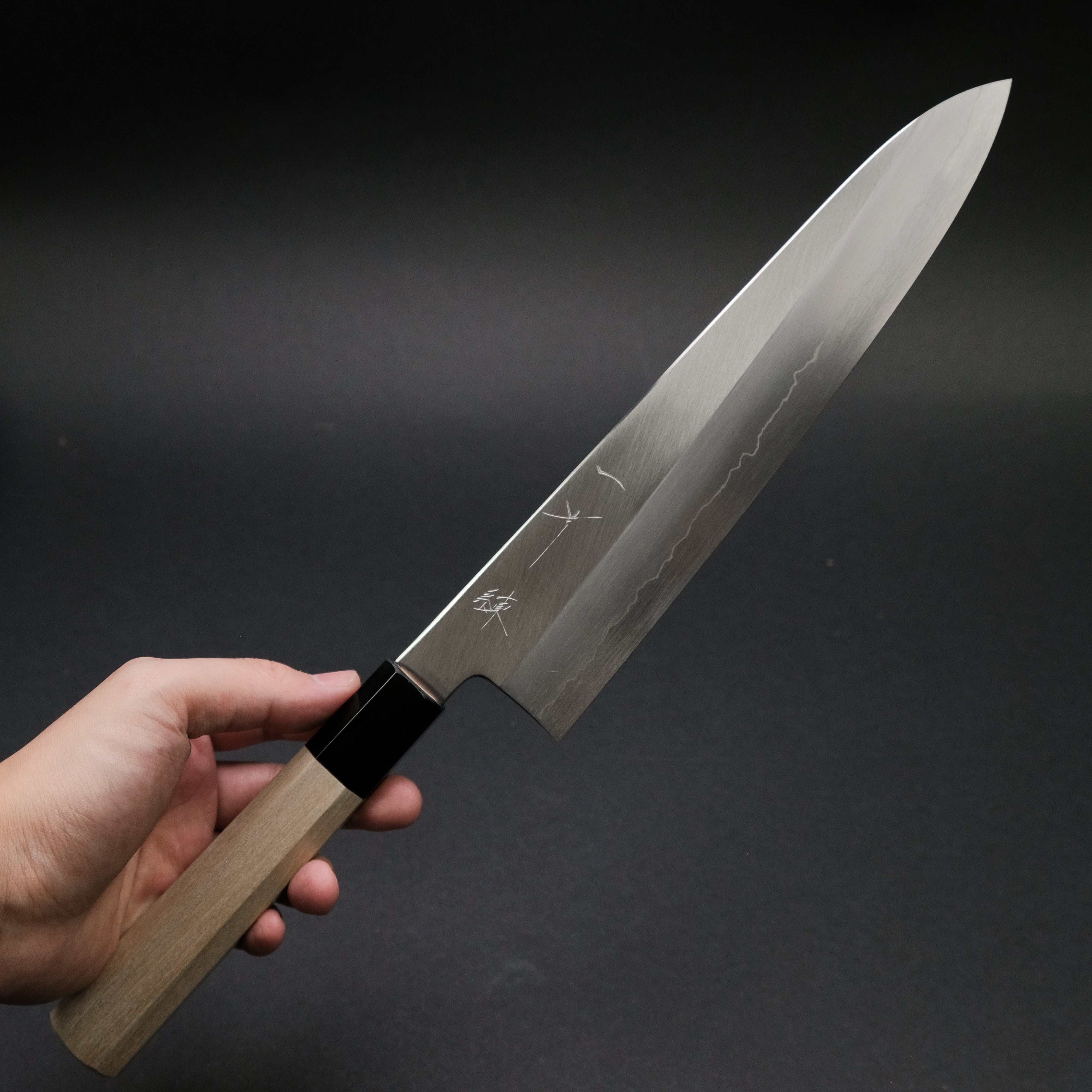Hitohira Kikuchiyo Ren Silver #3 Gyuto Japanese Chef Knife 240mm with Ho Wood Handle - Perfect for Sushi, Meat Slicing & Professional Kitchen Use