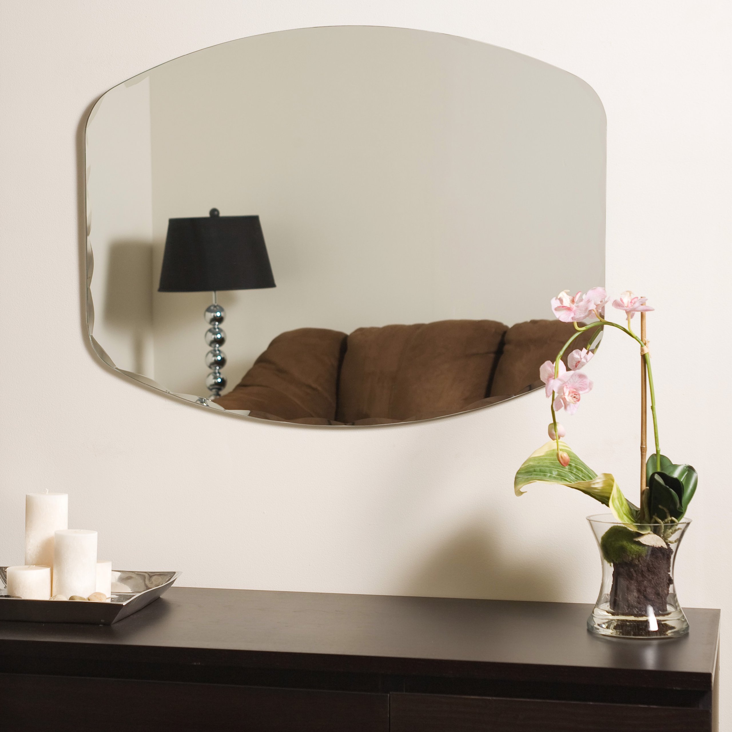 Frameless Oval Beveled Mirror - Elegant Wall Decor for Bedroom, Bathroom & Entryway - 36