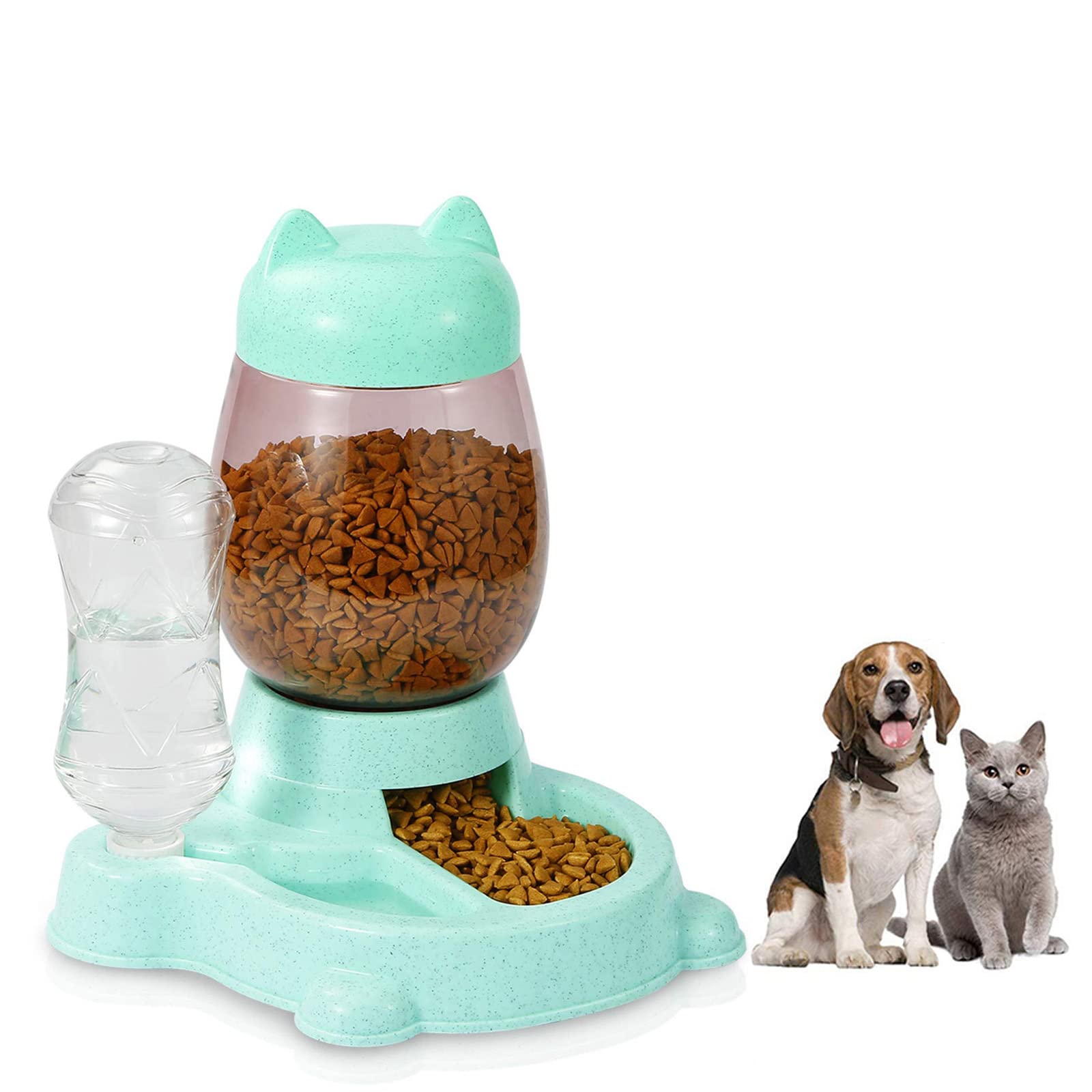 Automatic 2-in-1 Pet Feeder and Water Dispenser - 2.2L Food & 580ML Water Bowl for Cats, Dogs, Puppies, Rabbits - Smart Timed Feeding Solution for Home, Office, Travel & Vacation Care