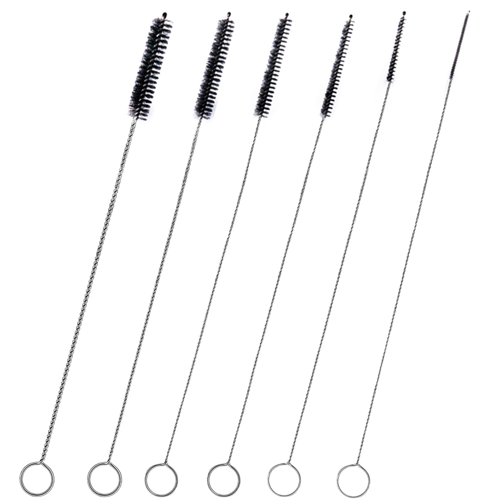 6-Piece Long Drinking Straw Cleaner Brush Set - 10-Inch Pipe & Tube Cleaning Brushes (Black) - Perfect for Reusable Straws, Water Bottles, and Smoothie Cups