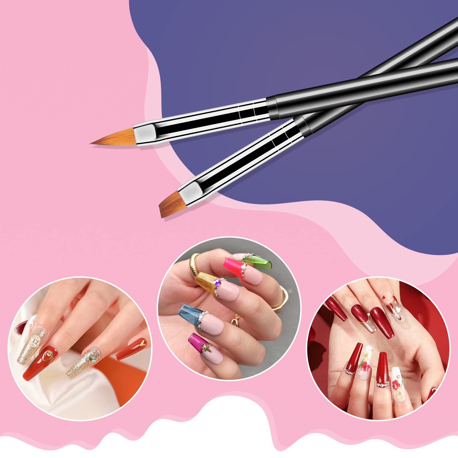 Artdone 6PCS Double-ended Nail Art Dotting Tools Kit - Professional Nail Design Brushes for Gel Polish, Liner & Detail Painting - Perfect for DIY Manicure, Nail Art Salon & Home Use