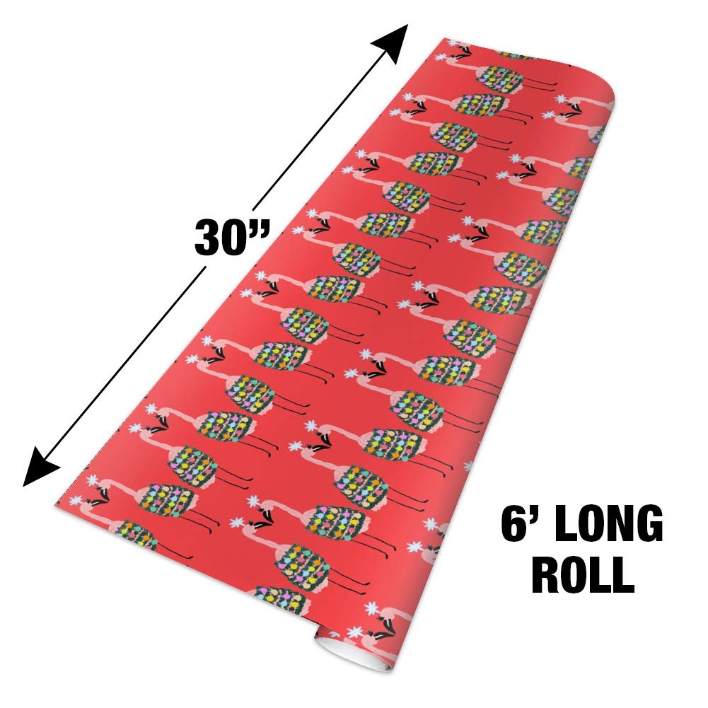 Christmas Flamingos Gift Wrap Wrapping Paper Rolls - Festive Holiday Wrapping for Presents, Party Decorations & Seasonal Crafts | GRAPHICS & MORE
