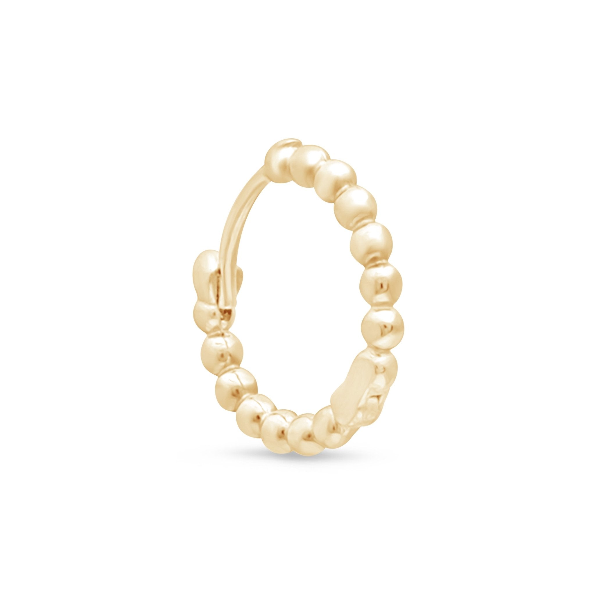 14K Solid Yellow Gold Bubble Beaded Hoop Earrings for Women - Elegant Dainty Everyday Jewelry for Gifts, Parties & Special Occasions