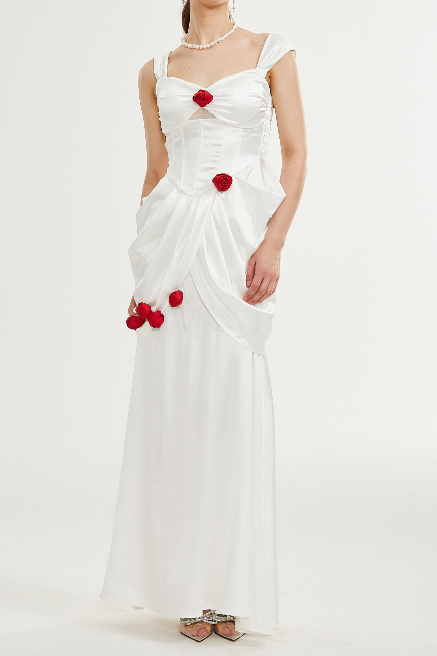 Elegant Adelita Rose Floral Pleated Maxi Dress for Women - Perfect for Weddings, Parties & Summer Vacations