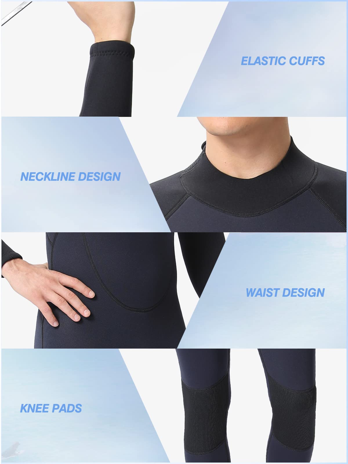 FLEXEL One Piece Full Body Wetsuit for Men & Women - 3mm/3/2mm/5/4mm Neoprene Thermal Swimsuits - Cold Water Diving, Surfing, Swimming & Snorkeling Gear - Perfect for Ocean Adventures, Water Sports & Winter Swimming