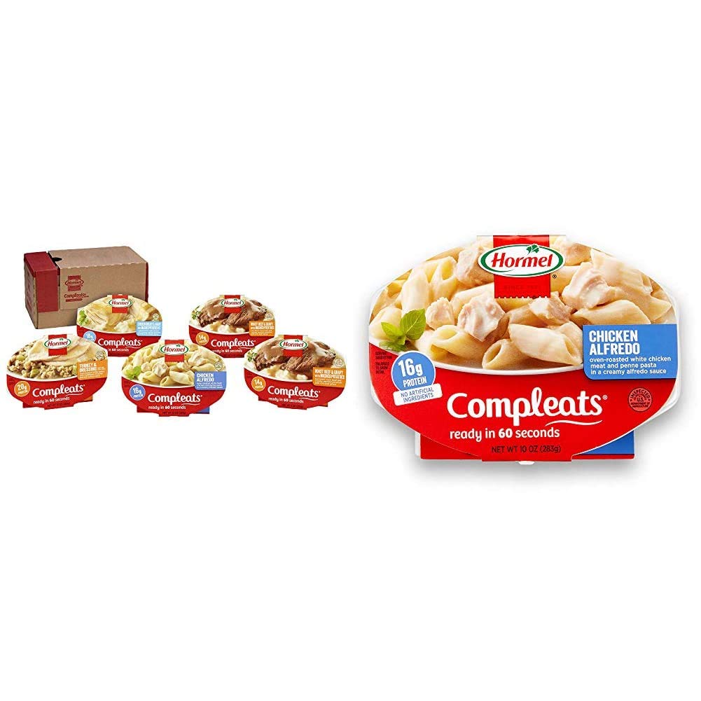 Hormel Compleats Protein Variety Pack - Microwave Meals - No Refrigeration Needed - 10 Ounce (Pack of 6) - Quick & Easy Lunch for Office, Camping & Emergency Preparedness