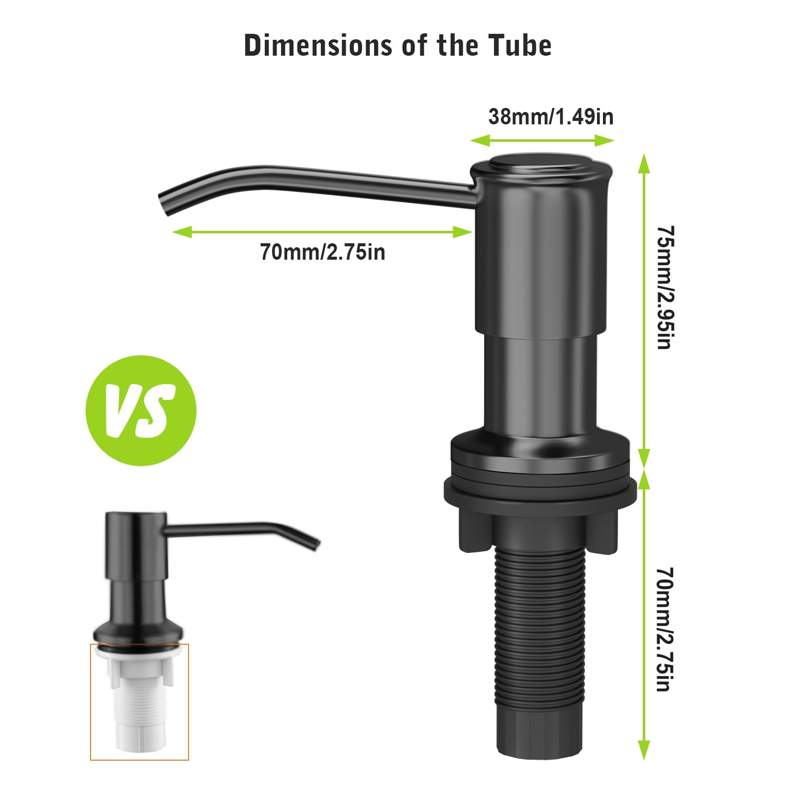 Automatic Soap Dispenser for Kitchen Sink - Wide Pump Head Base with 47