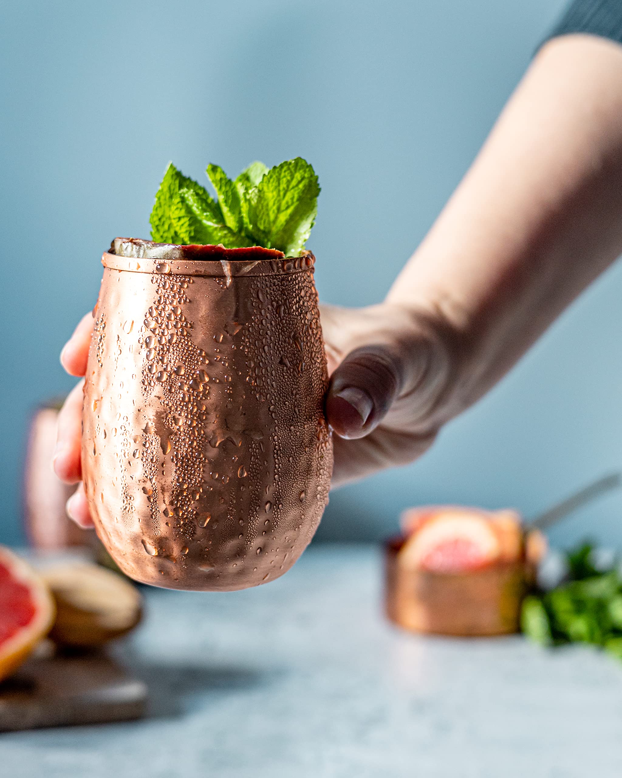 68oz Pure Copper Pitcher with Lid & 12oz Cups - Handmade Hammered Jug for Healthy Hydration - Reduce Sugar Intake & Boost Wellness - Perfect Bedside Carafe & Home Decor Water Dispenser