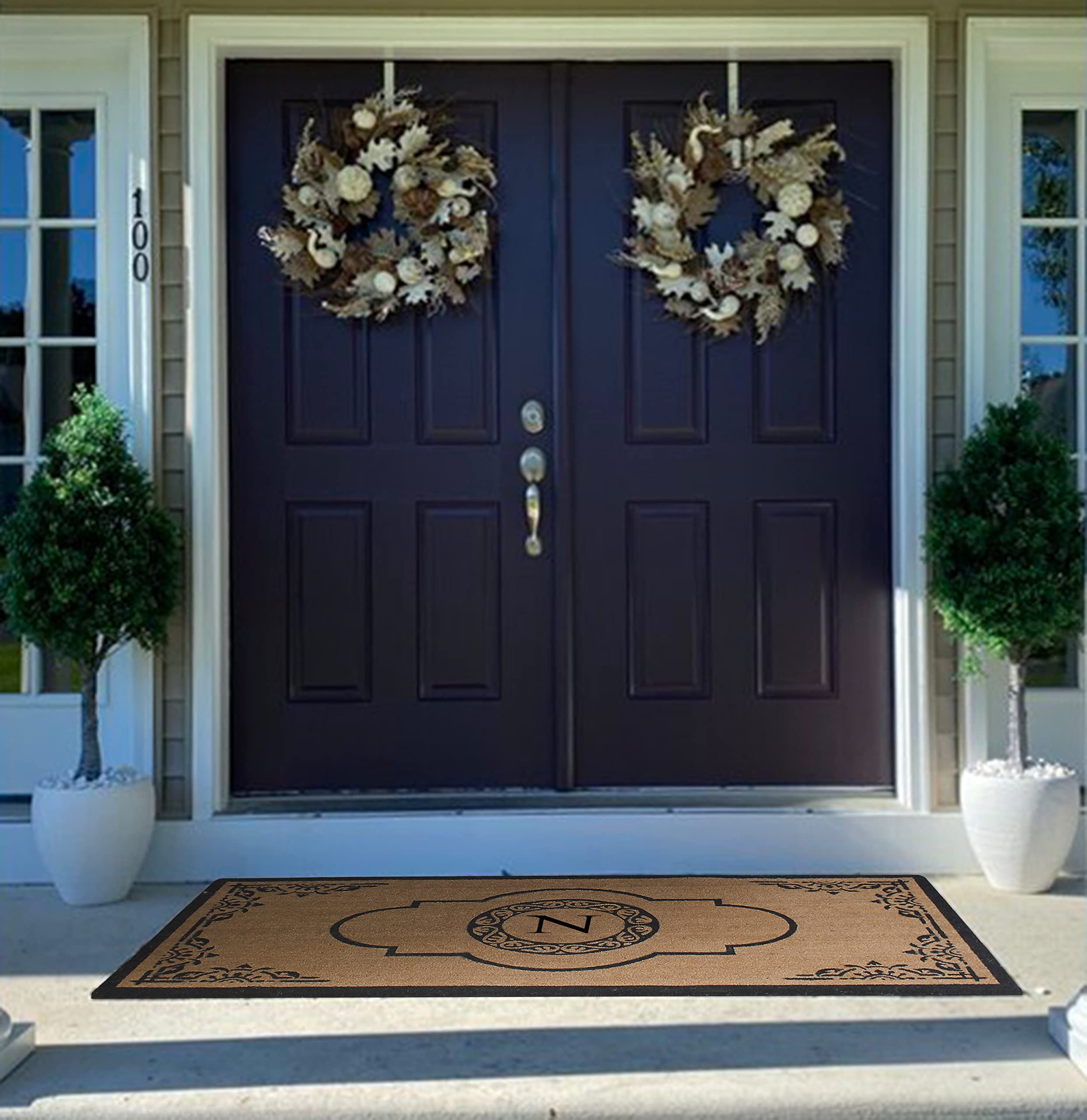 Premium Natural Coir Monogrammed Door Mat - 36x72 Inch Heavy Duty Front Entrance Rug - Anti-Shed, Durable & Easy to Clean Outdoor Welcome Mat for Home, Porch, and Patio - Perfect for High Traffic Areas and All Weather Conditions