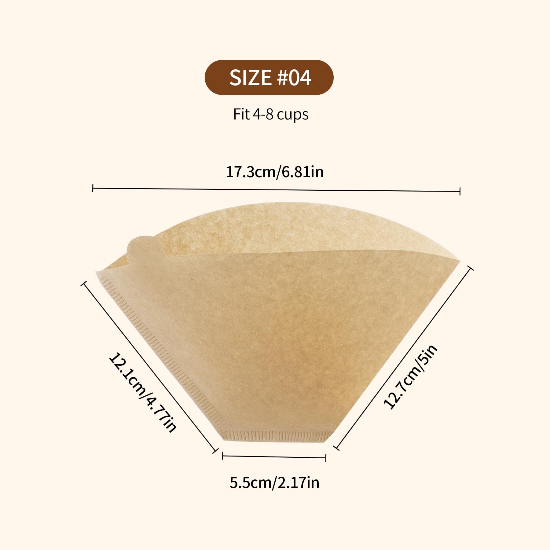 #4 Cone Coffee Filters - 300 Count, Natural Brown Paper for Pour Over & Drip Coffee Makers - Perfect for Home & Office Brewing