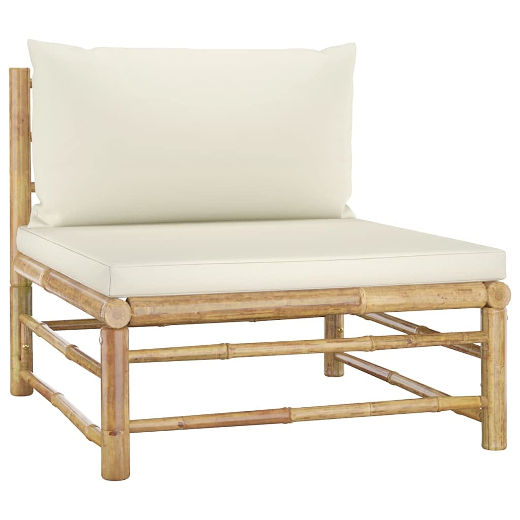 3 Piece Outdoor Garden Dining Set with Bamboo Frame, Comfortable Cushions, and Coffee Table - Perfect for Patio, Backyard, and Poolside Gatherings