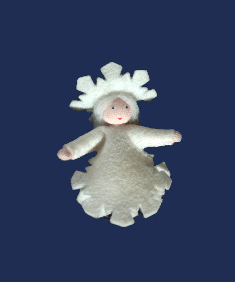 Handmade Waldorf Hanging Ice Crystal Doll - Natural Fiber Waldorf Toy for Kids, Nursery Decor, Baby Shower Gift & Waldorf Classroom Decoration