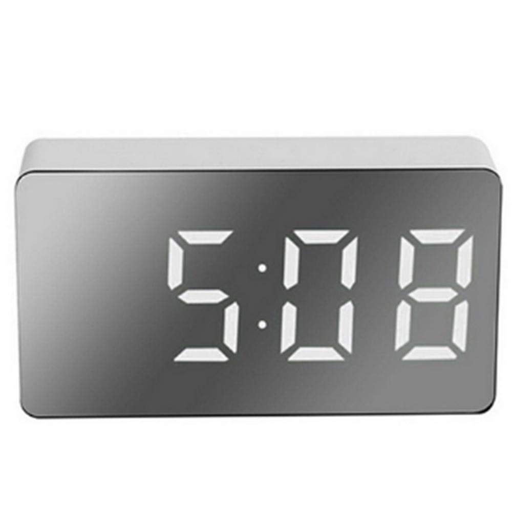 **Dimengya LED Mirror Alarm Clock with Temperature Display - USB Charging, Snooze Function, Compact Digital Clock for Bedroom, Office, Travel & Nightstand**